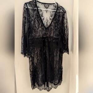 Black lace kimono dress